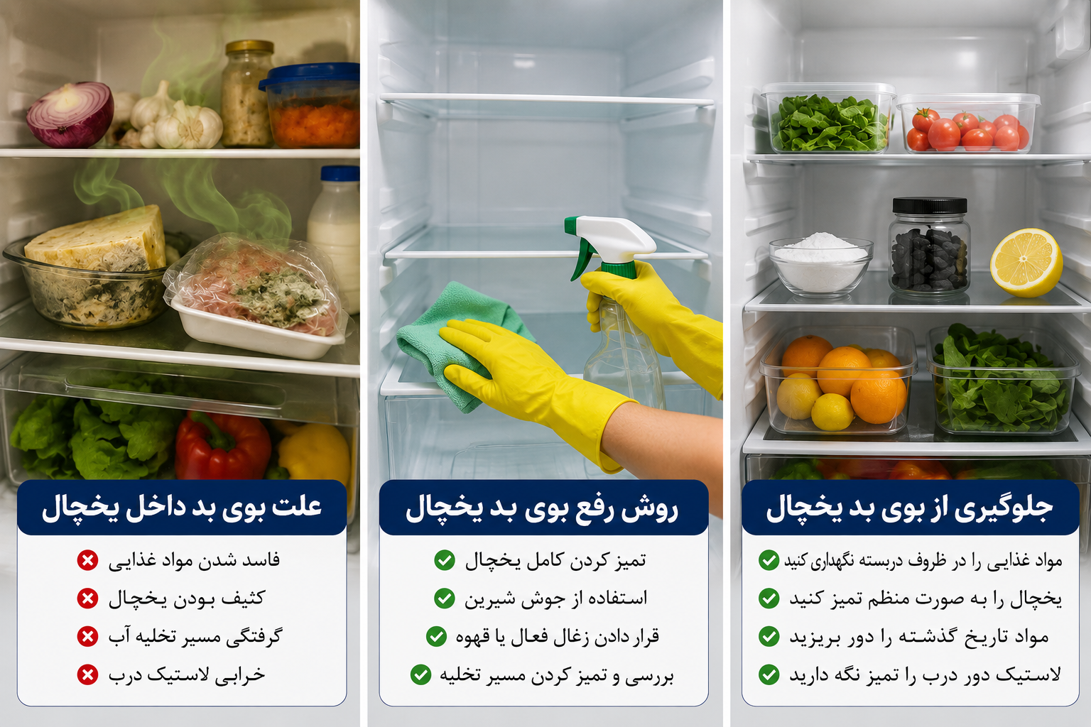 علت بوی بد داخل یخچال چیست؟ روش رفع دائمی بوی نامطبوع یخچال